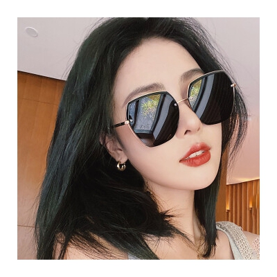 森罗慕彤太阳镜女大框高清偏光墨镜司机眼镜时尚女士眼镜圆脸明星款开车 2212黑金框灰片